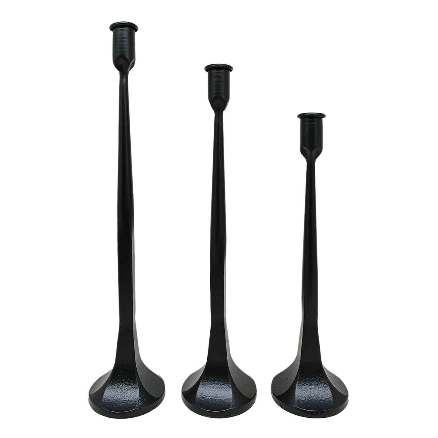 Cast Iron Black Taper Candle Holders - Set of 3