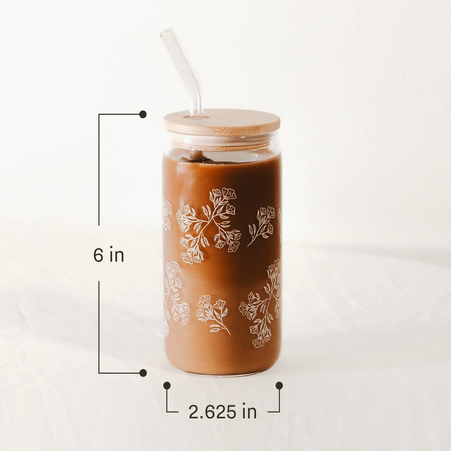 Winter Holiday Glass Tumblers w/ Straw