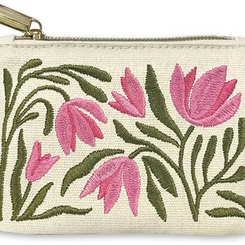 Floral Embroidered Coin Pouch