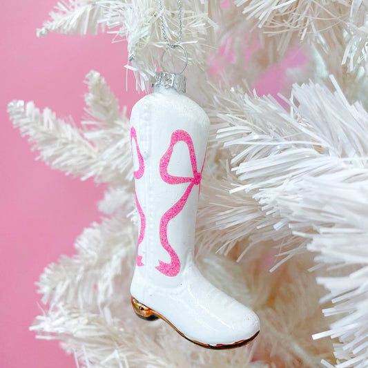 Pink Bow Cowboy Boot Ornament