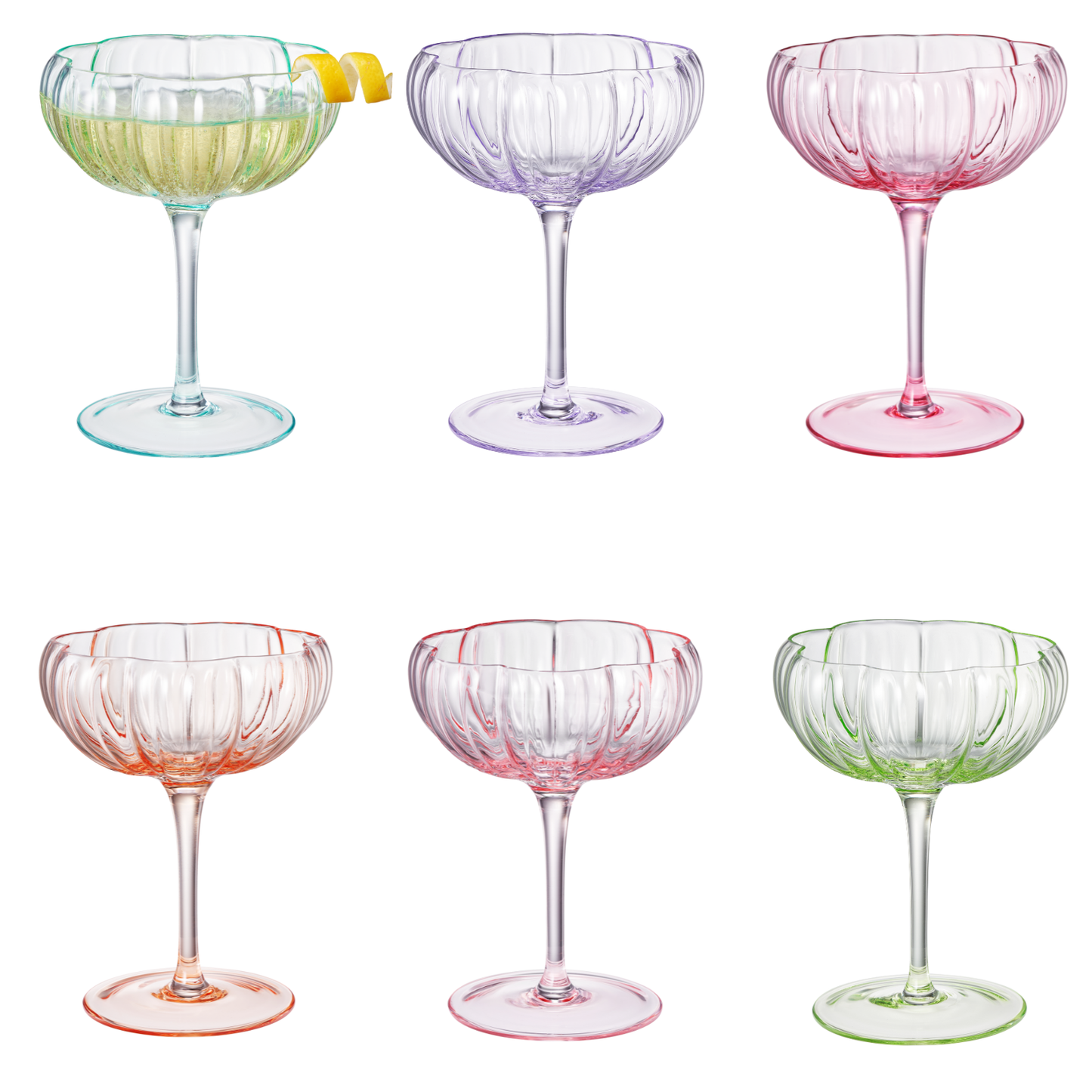 Flower Coupe Cocktail Glasses