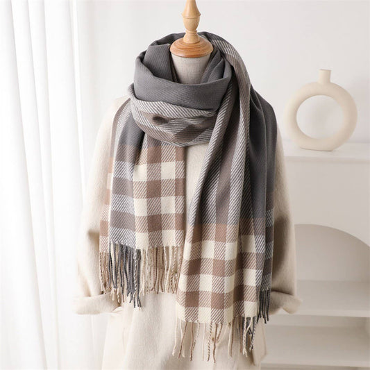 Plaid Fringe Scarf