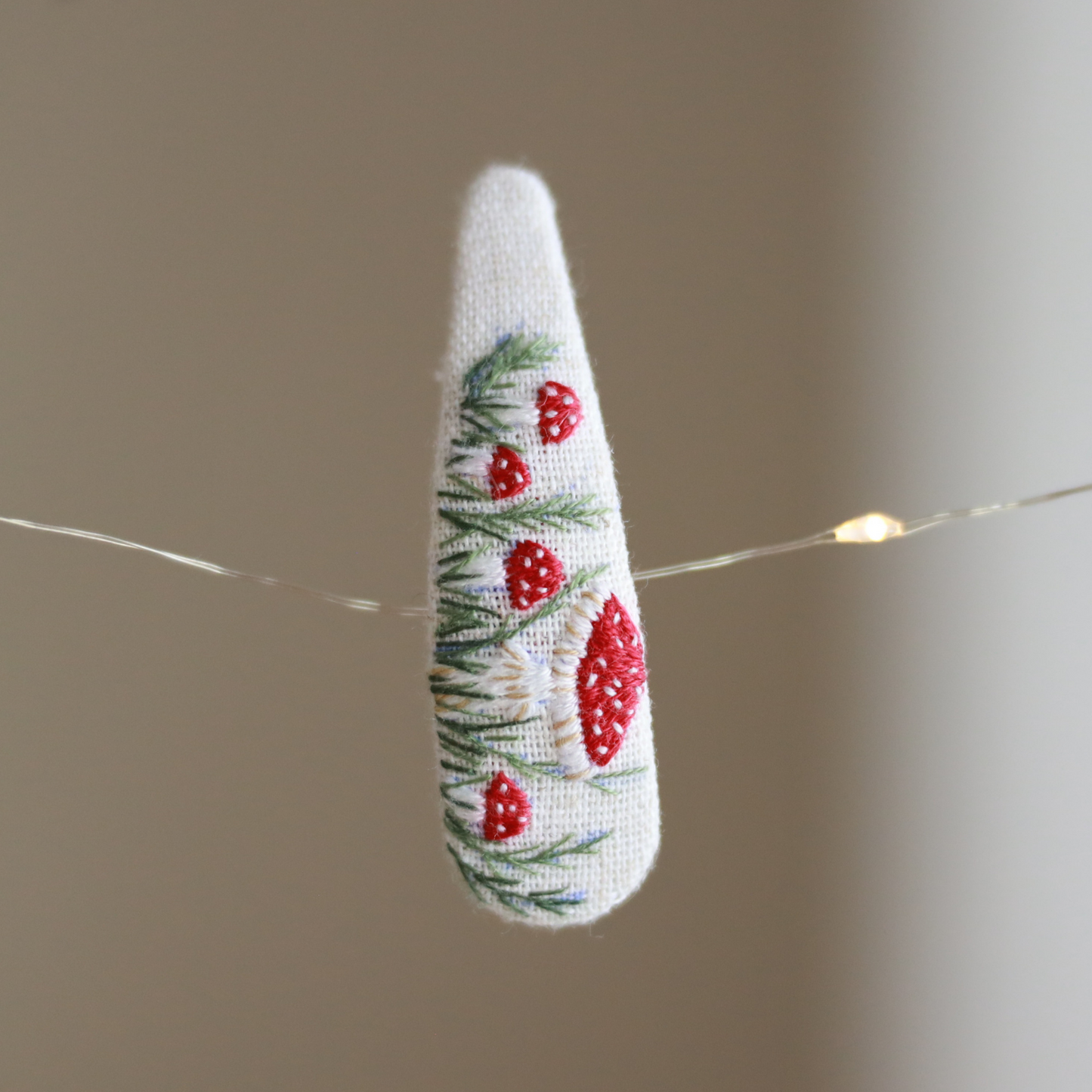 Forest Garden Mushroom Embroidered Hair Clips