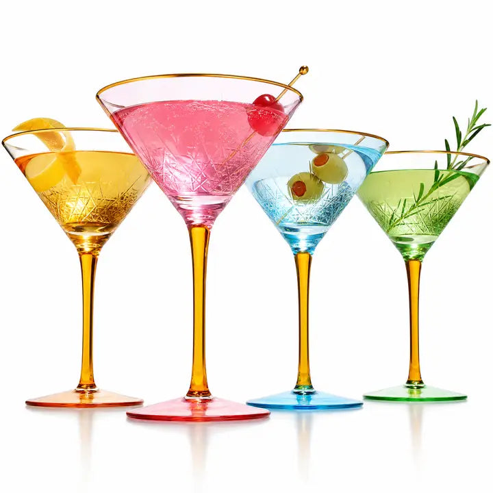 Gold Rimmed Crystal Martini Glasses