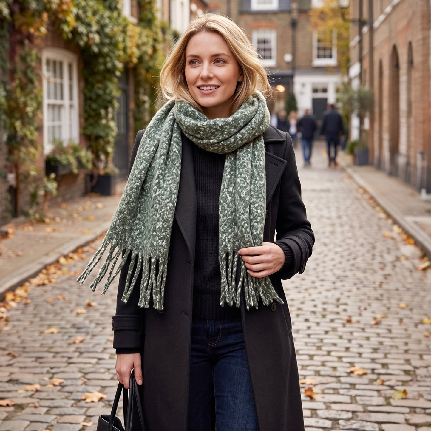 Oversized Melange Fringe Oblong Scarf