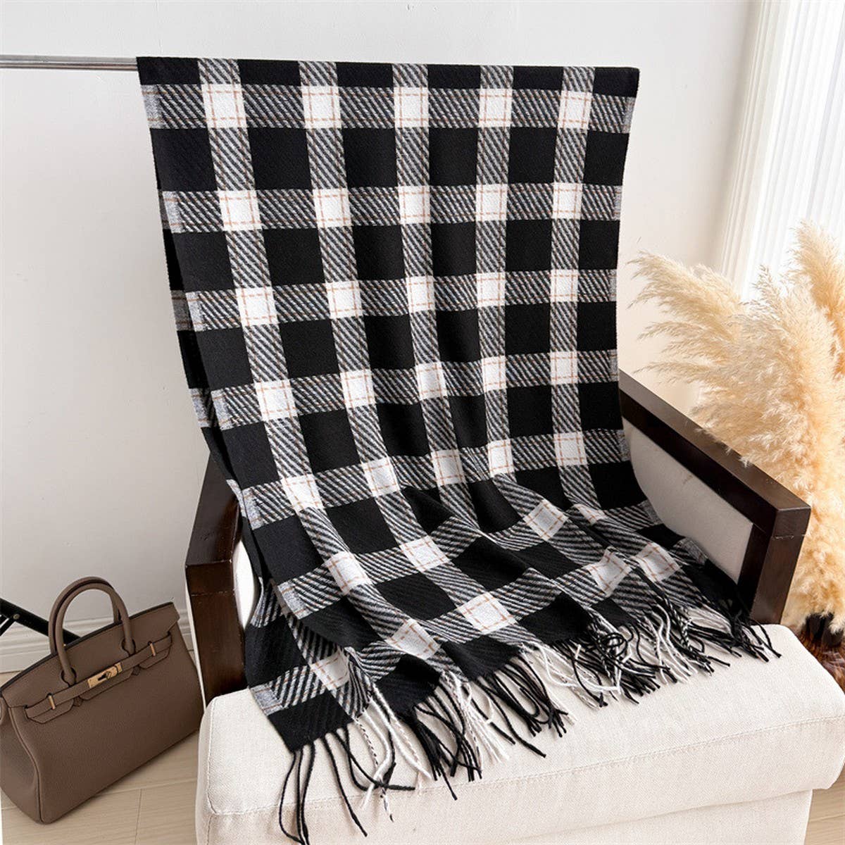 Classic Plaid Fringe Scarf