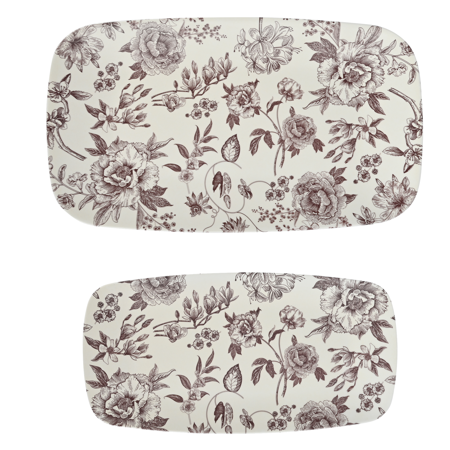 Brown Delft Stacking Melamine Trays - Set of 2