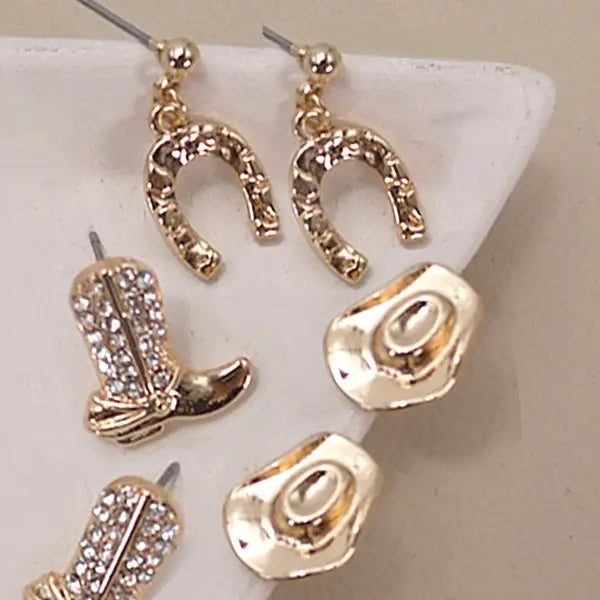 Western Earring Trio Set