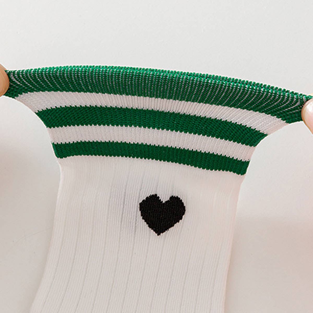 Sporty Crew Socks w/ Heart Icon