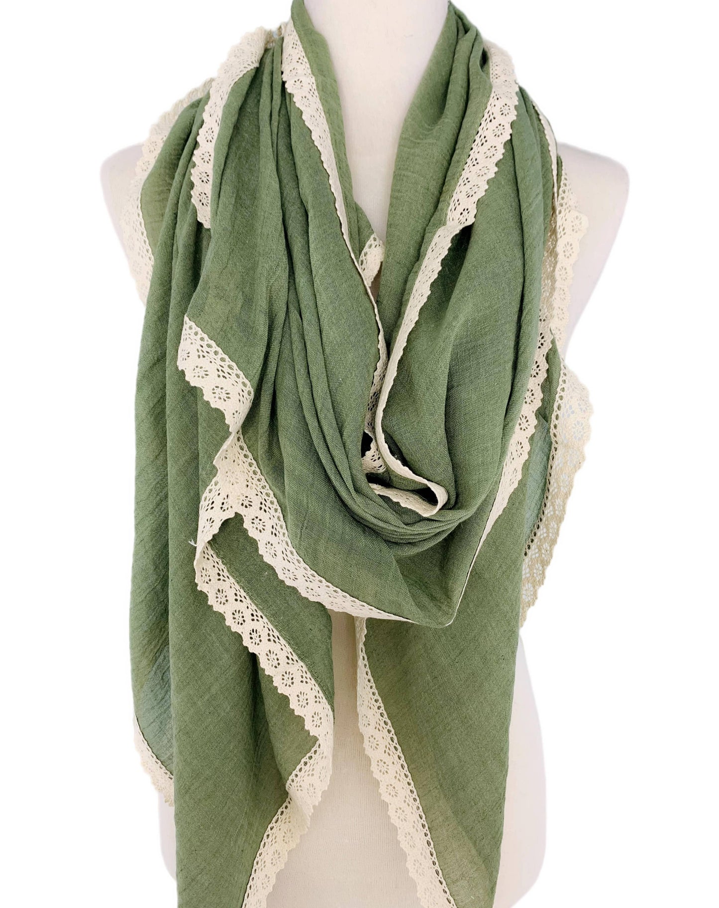 Oversized Lace-Trim Solid Scarf