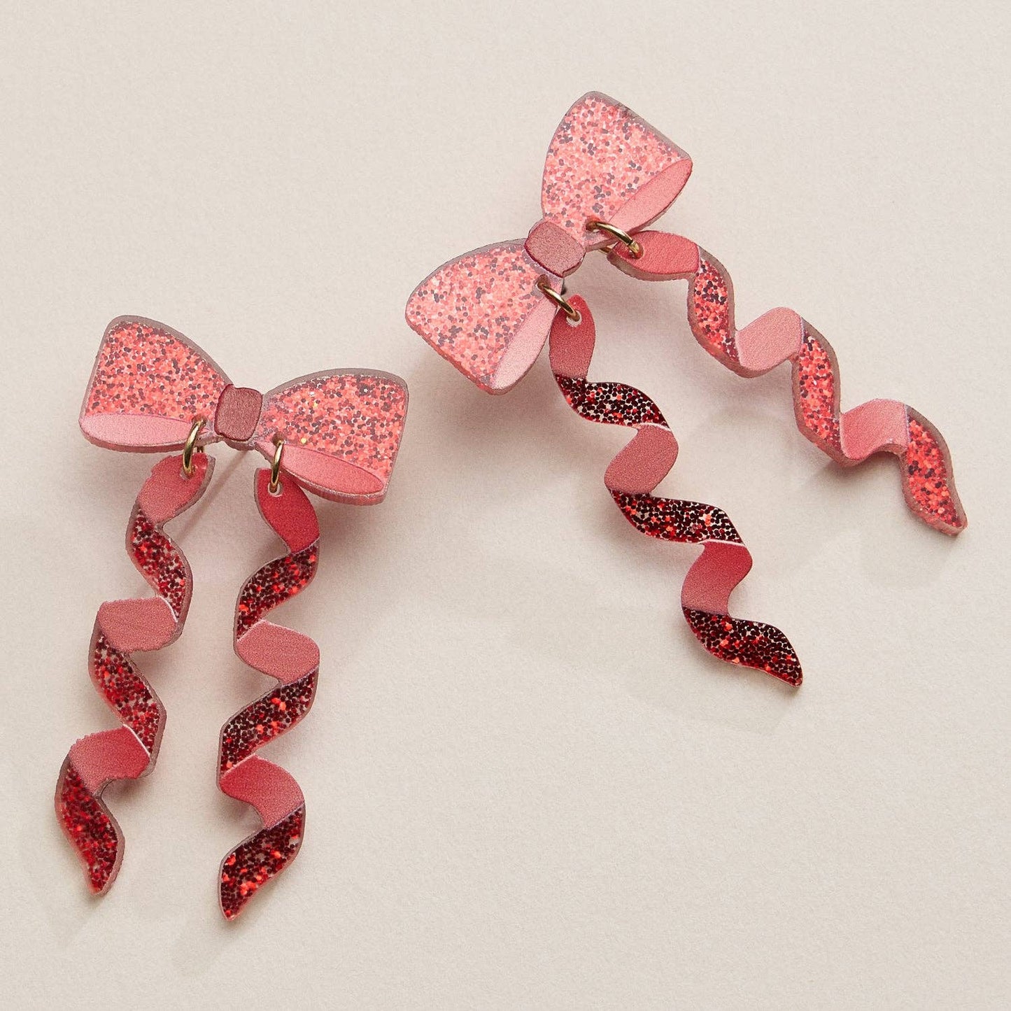 Glitter Bow Ribbon Earrings