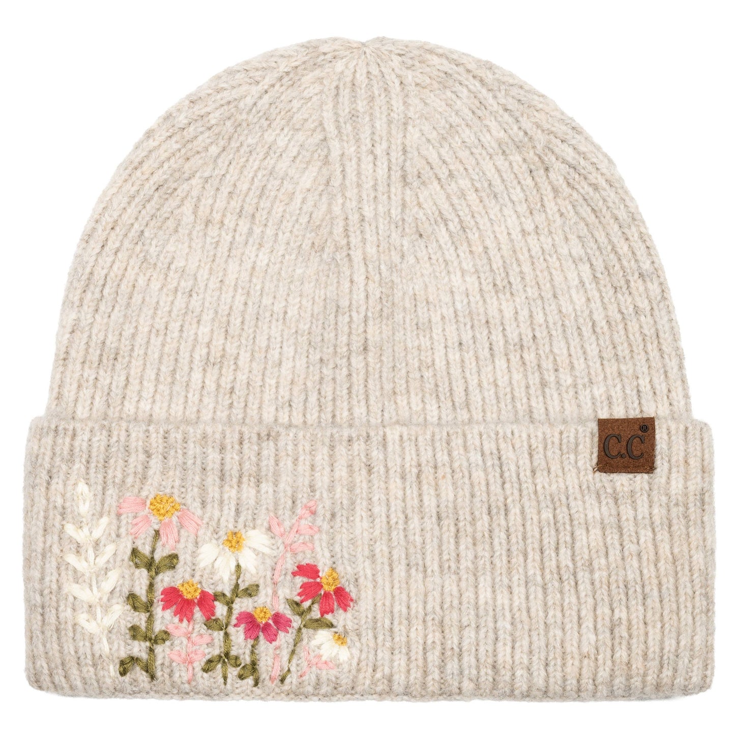 Floral Embroidered Beanie