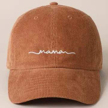 Mama Embroidered Corduroy Baseball Cap