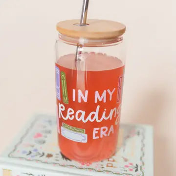 Book Lover Glass Tumbler w/ Straw