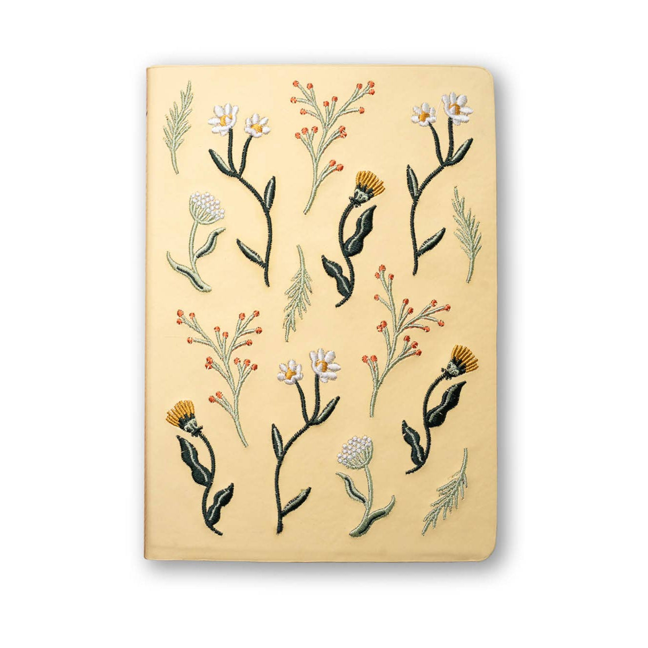 Butter Yellow Blooms Embroidered Journal