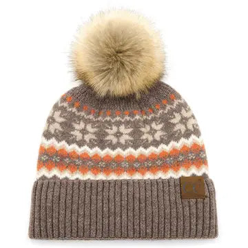 Nordic Fair Isle Beanie w/ Pom-Pom