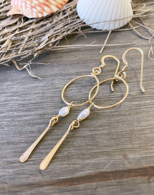 Baby Hoop Pearl Spike | 14kt Gold Filled, Sterling Silver