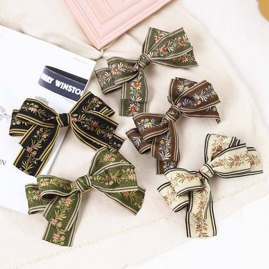 Embroidered Cottagecore Hair Bows
