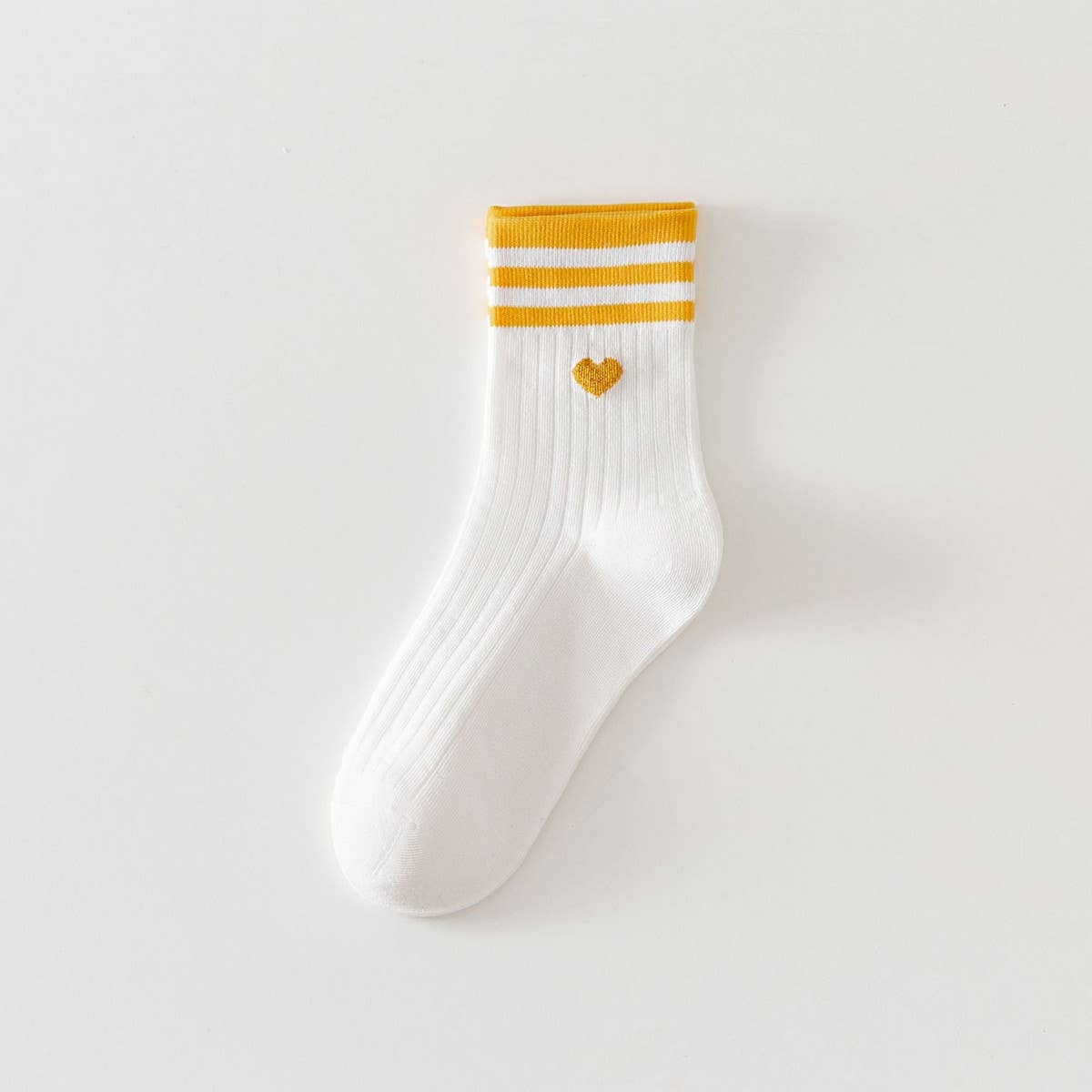 Sporty Crew Socks w/ Heart Icon