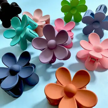 Matte Floral Claw Clips
