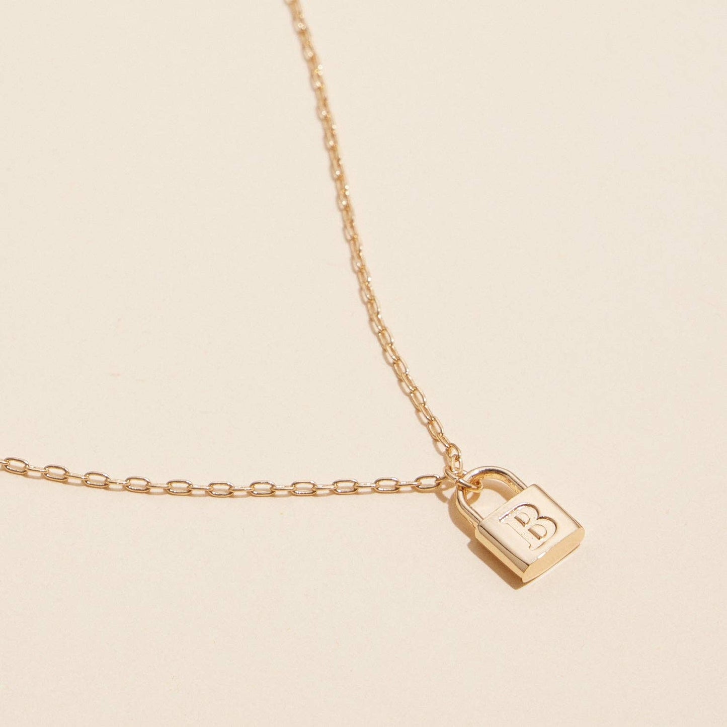 Golden Initial Lock Pendant Necklaces