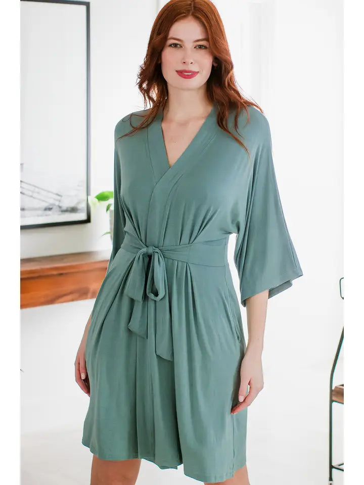 Nina Elbow Sleeve Belted Bamboo Robe