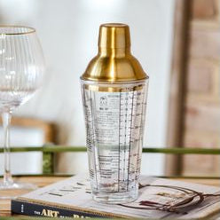 Glass Shaker w/ Drink Recipes