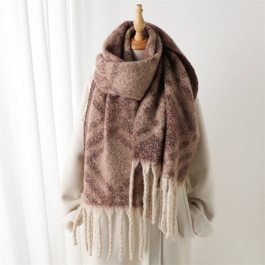 Geometric Tassel Shawl Scarf