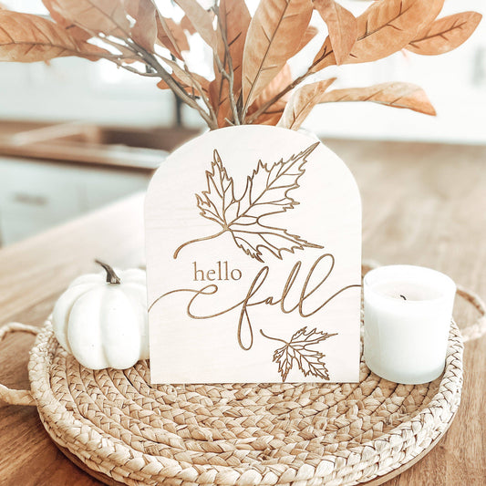 Hello Fall Wood Sign