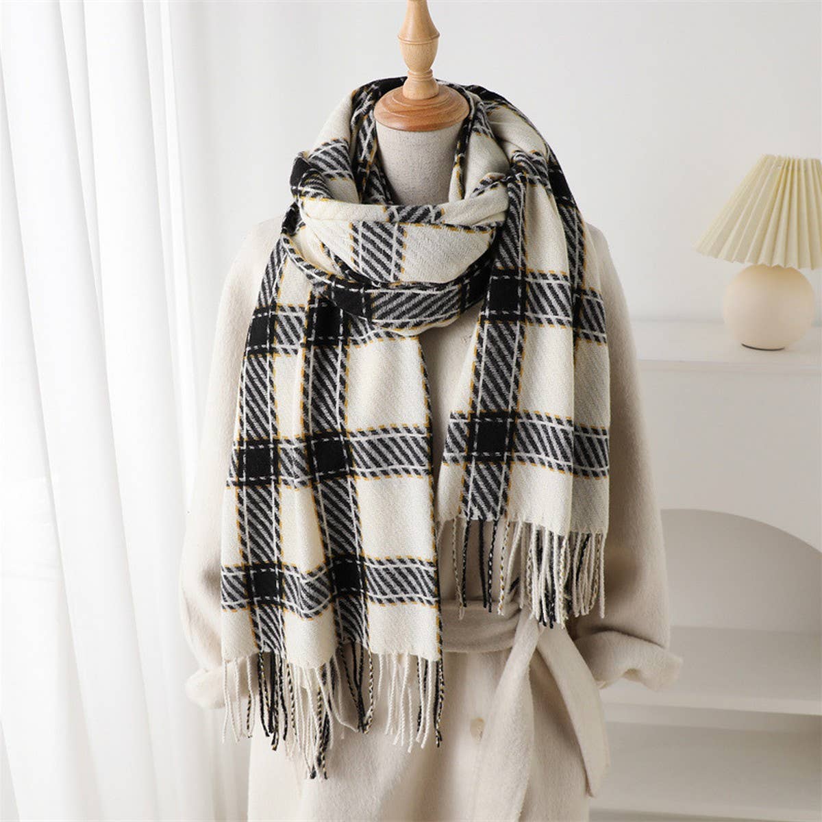 Classic Plaid Fringe Scarf
