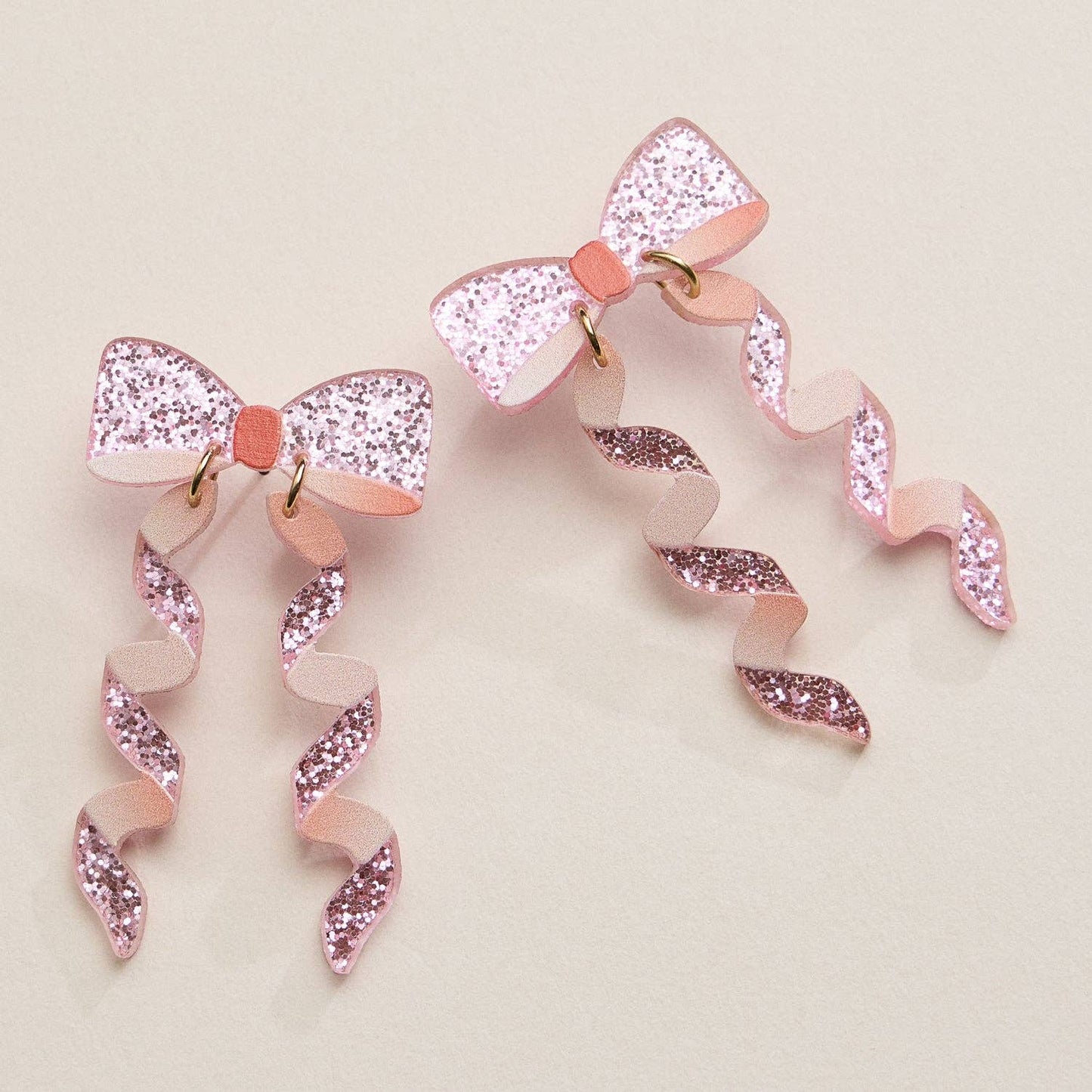 Glitter Bow Ribbon Earrings