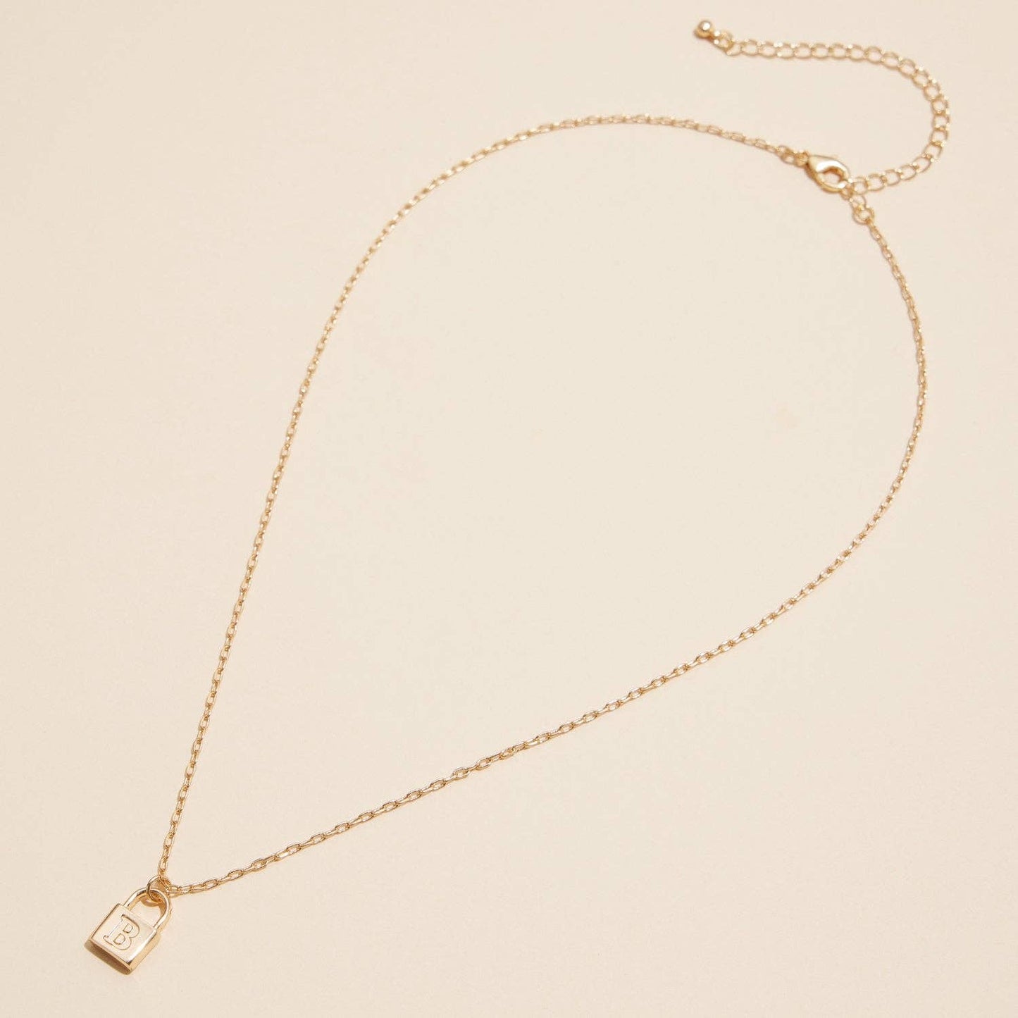 Golden Initial Lock Pendant Necklaces