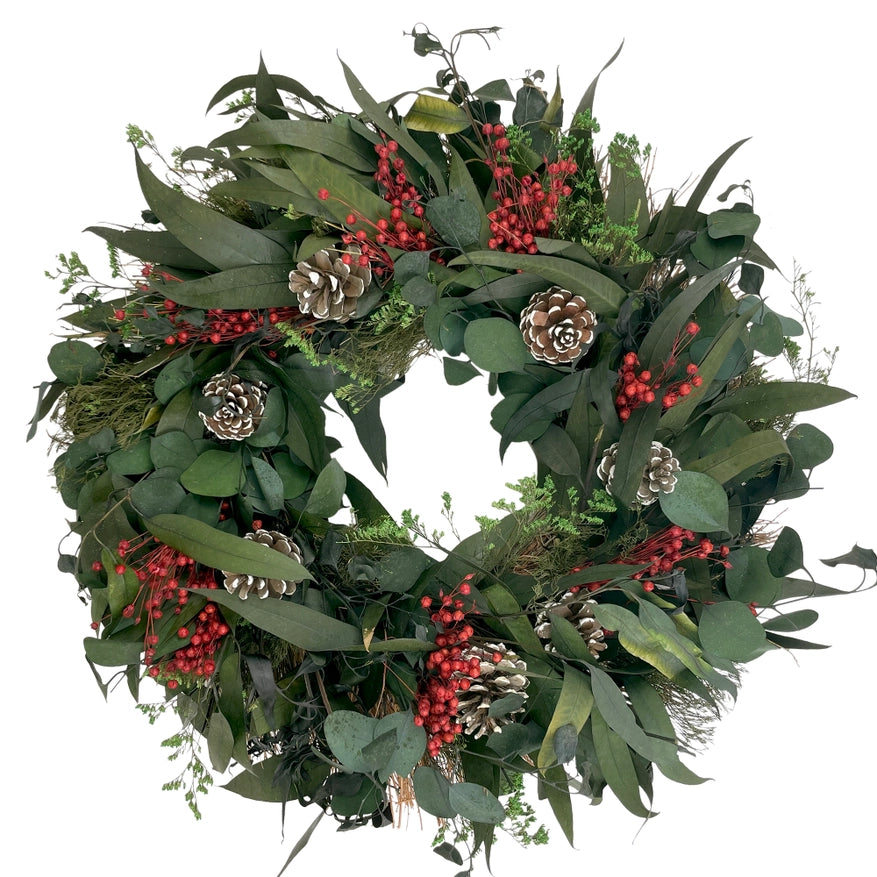Snow Pinecone Holiday Wreath (Pick-Up Only)