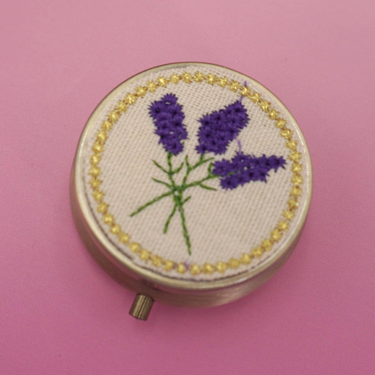 Floral Embroidered Jewelry Organizer w/ Mirror