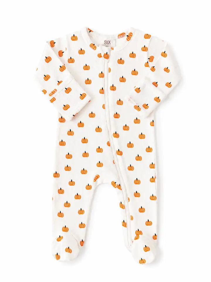 Fall Themed Organic 2-Way Zip Footie