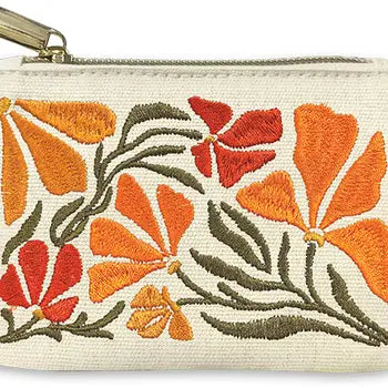 Floral Embroidered Coin Pouch
