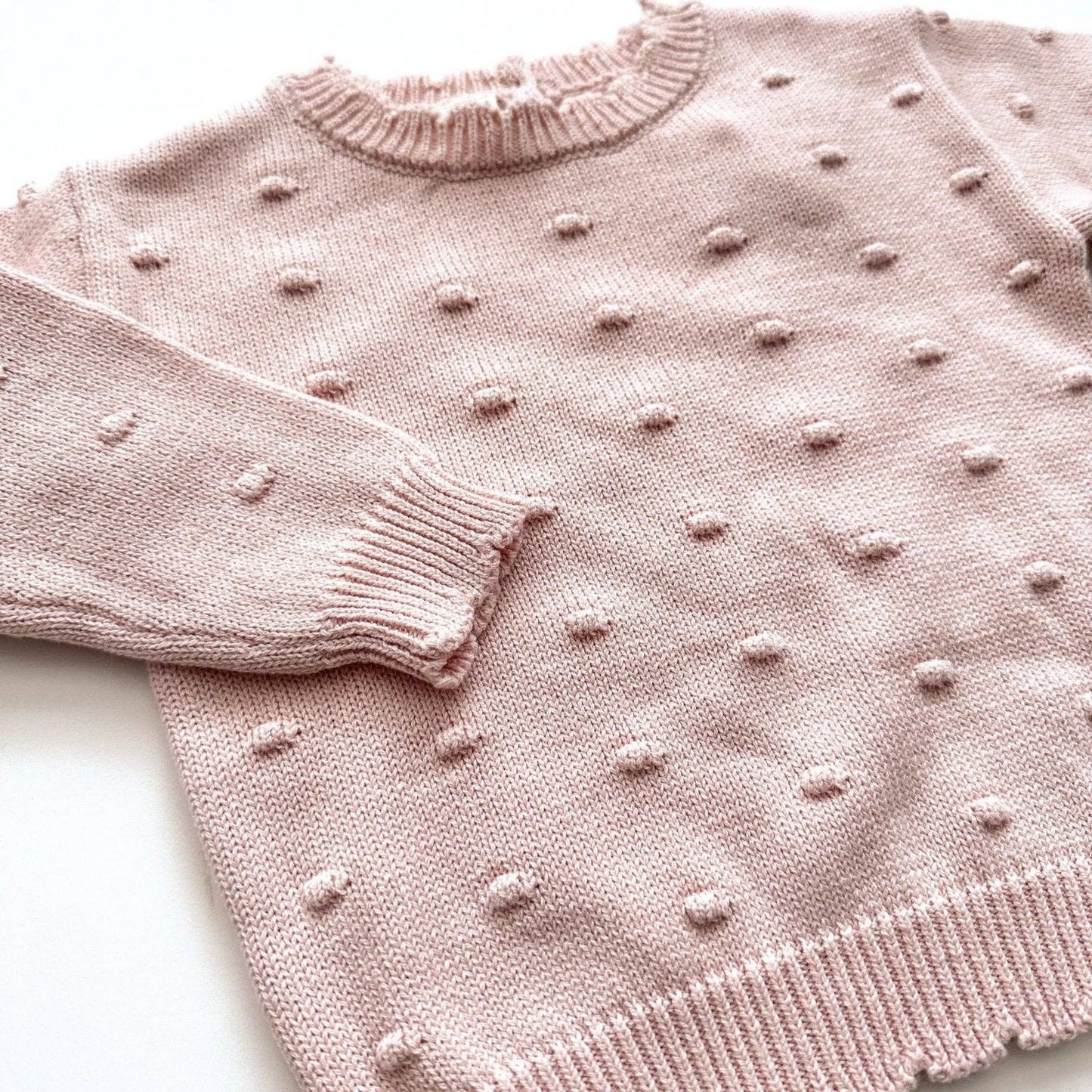 Organic Knit Pink Pom Sweater