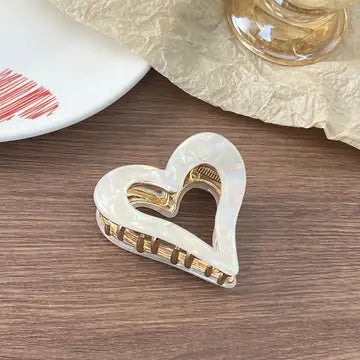 Hollow Heart Acetate Hair Claw Clips