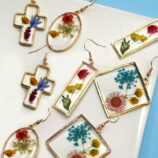 Vintage Dried Flower Earrings