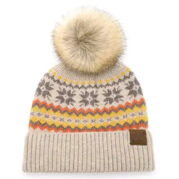 Nordic Fair Isle Beanie w/ Pom-Pom