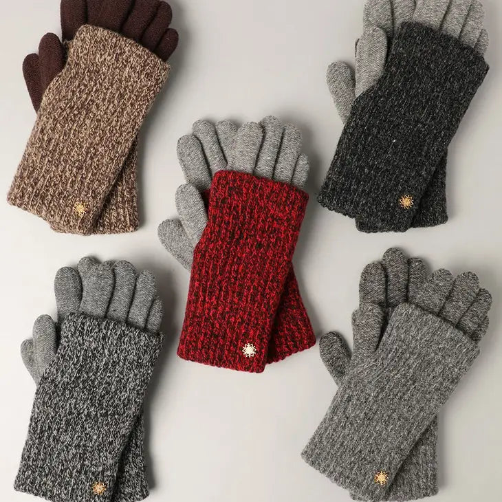 Winter Wool Blend Double Layer Knitted Gloves