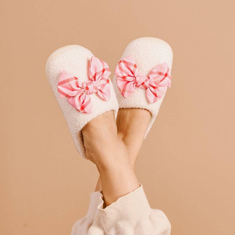 Betty Bow Pink Plaid Slippers