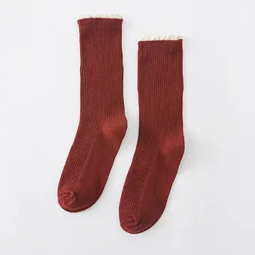 Ruffle Edge Lace Crew Socks