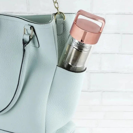 Glass Travel Infuser Mug - Rose Gold