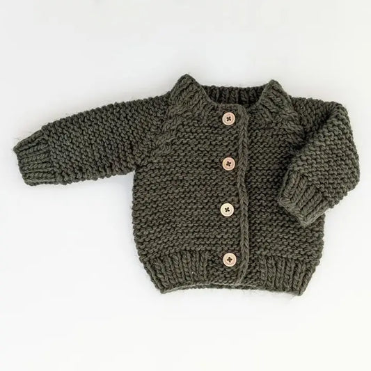 Loden Garter Stitch Cardigan Sweater