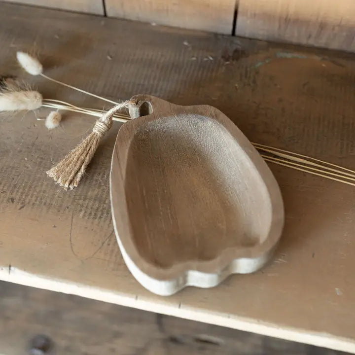 Carved Wood Pumpkin Trinket Dish