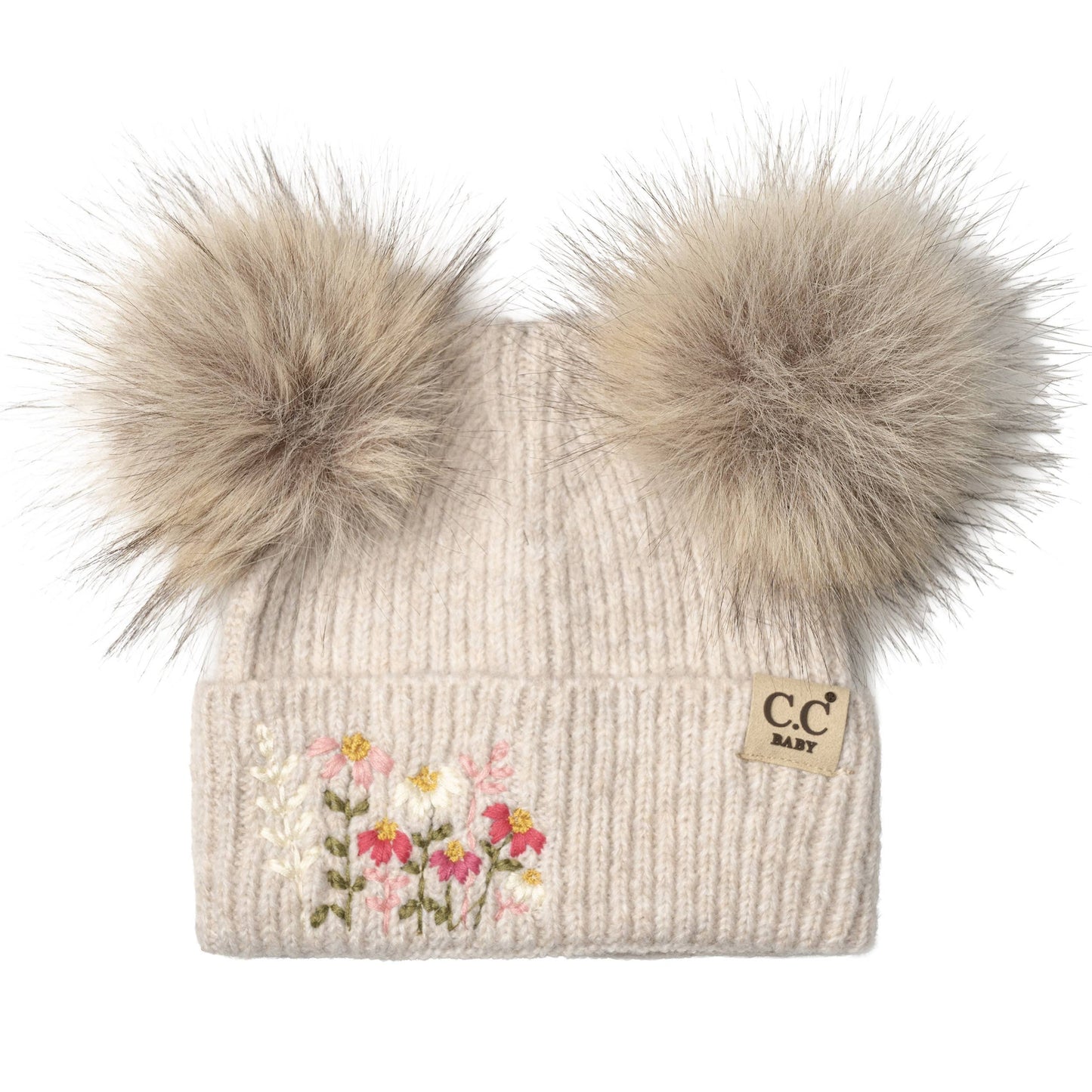 Baby Floral Pom Pom Beanie