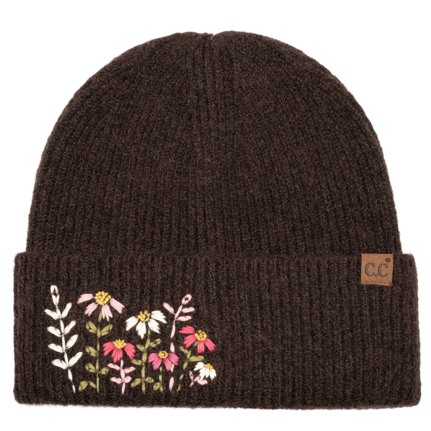 Floral Embroidered Beanie
