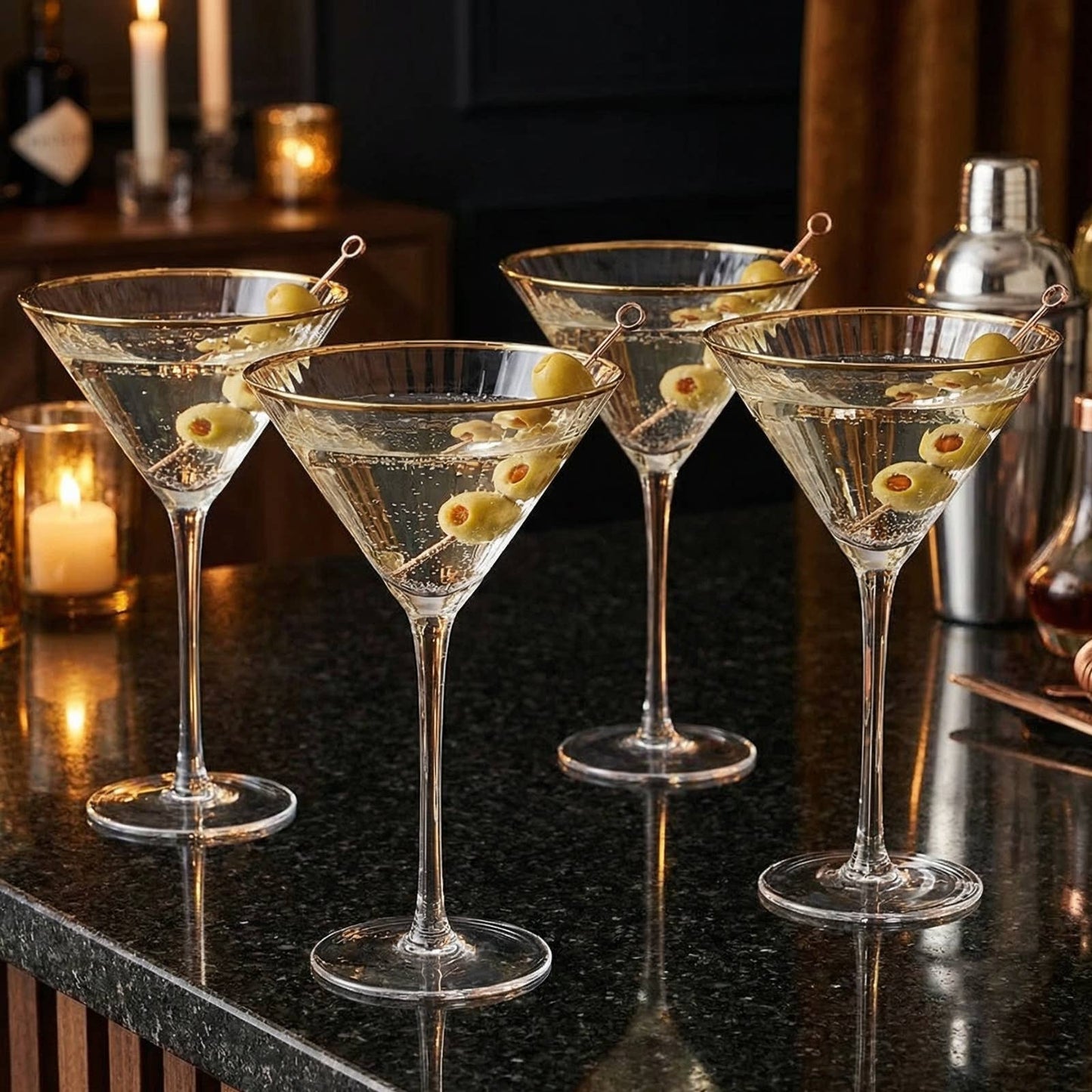 Gold Rim Classic Martini Glass