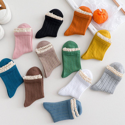 Crew Socks w/ Lace Trim